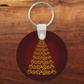 Elegant Red Kerstbomen Sleutelhanger (Voorkant)