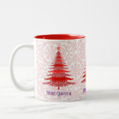 Elegant Red Kerstbomen Snowflakes Tweekleurige Koffiemok (Links)