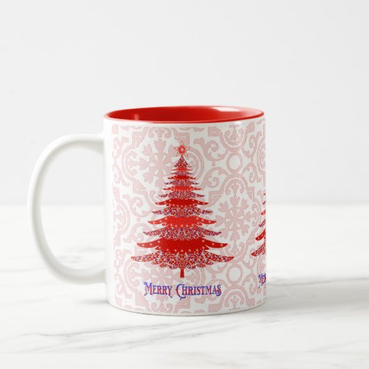 Elegant Red Kerstbomen Snowflakes Tweekleurige Koffiemok (Links)