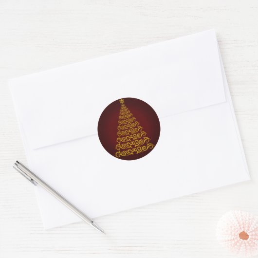 Elegant Red Kerstbomen Stickers (Envelop)