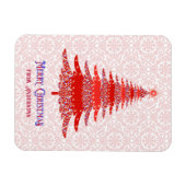 Elegant Red Kerstboom - Gepersonaliseerde Snowflak Magneet (Horizontaal)