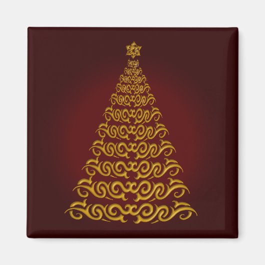 Elegant Red Kerstboom Magnet (Voorkant)