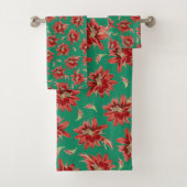 Elegant Red Kerstcactus Flowers op Green Bad Handdoek (Insitu)