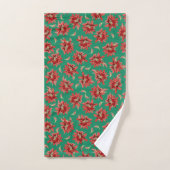 Elegant Red Kerstcactus Flowers op Green Bad Handdoek (Handdoek)