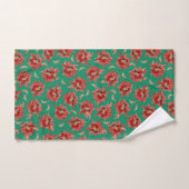 Elegant Red Kerstcactus Flowers op Green Bad Handdoek (Handdoek)