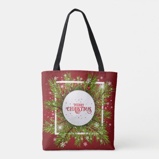 Elegant Red Kerstfeestdag | CANVAS TAS (Achterkant)