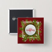 Elegant Red Kerstfeestdag | Pin-Button Vierkante Button 5,1 Cm (Voorkant /achterkant)