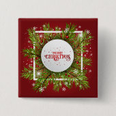 Elegant Red Kerstfeestdag | Pin-Button Vierkante Button 5,1 Cm (Voorkant)
