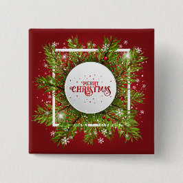 Elegant Red Kerstfeestdag | Pin-Button Vierkante Button 5,1 Cm