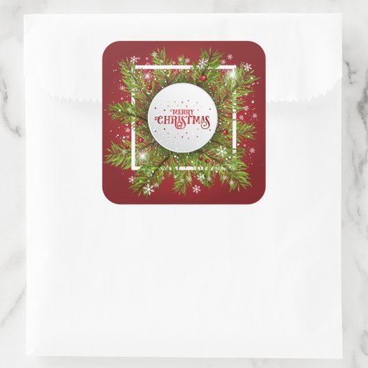 Elegant Red Kerstfeestdag | STICKER (Tas)