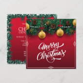 Elegant Red Kerstfeestdag | Uitnodiging (Voorkant / Achterkant)