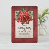 Elegant Red Kerstmis Bells Holiday Party Kaart (Staand voorkant)