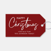 Elegant Red Kerstmis Cadeaulabel (Voorkant (Horizontaal))