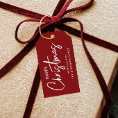 Elegant Red Kerstmis Cadeaulabel