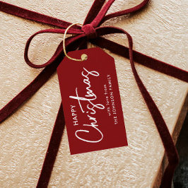 Elegant Red Kerstmis Cadeaulabel