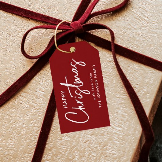 Elegant Red Kerstmis Cadeaulabel