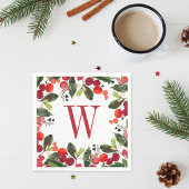 Elegant Red Kerstmis Greenery Monogram Wreate Servetten