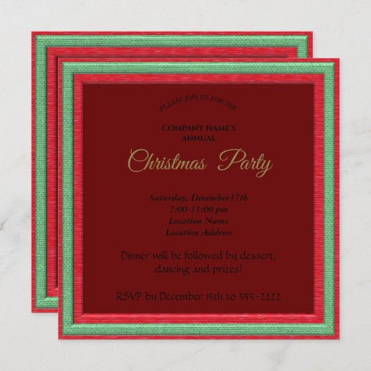 Elegant red Kerstmis lijst (Voorkant / Achterkant)