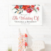 Elegant Red Kerstmis Poinsettia Floral Wedding Spandoek (Insitu)