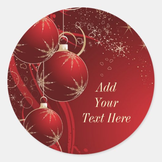 Elegant Red Kerstmis Ronde Sticker (Voorkant)