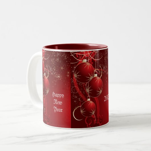 Elegant Red Kerstmis Tweekleurige Koffiemok (Voorkant links)