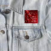 Elegant Red Kerstmis Vierkante Button 5,1 Cm (In situ)