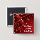Elegant Red Kerstmis Vierkante Button 5,1 Cm (Voorkant /achterkant)