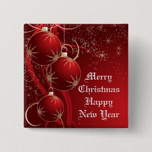 Elegant Red Kerstmis Vierkante Button 5,1 Cm (Voorkant)