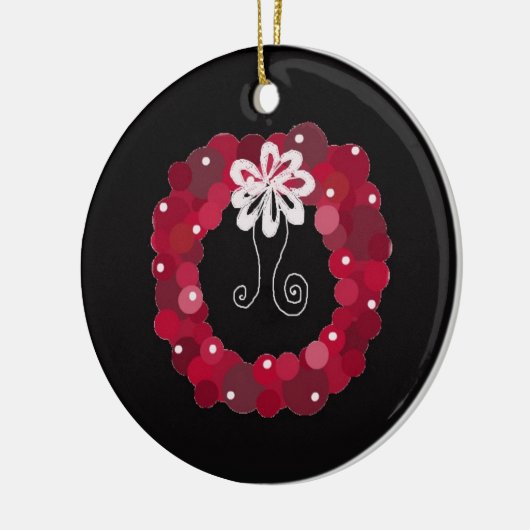Elegant Red Kerstmis Wreath Keramisch Ornament (Links)