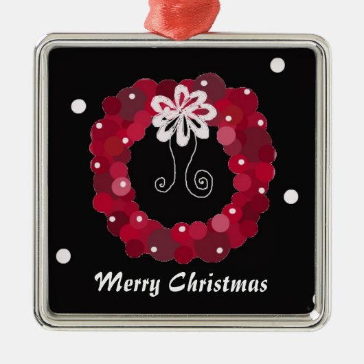 Elegant Red Kerstmis Wreath Metalen Ornament (Voorkant)