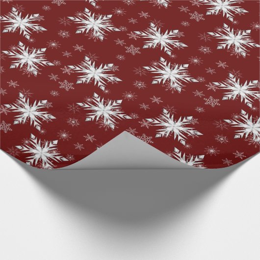 Elegant Red Kerstsnowflake Cadeaupapier (Hoek)