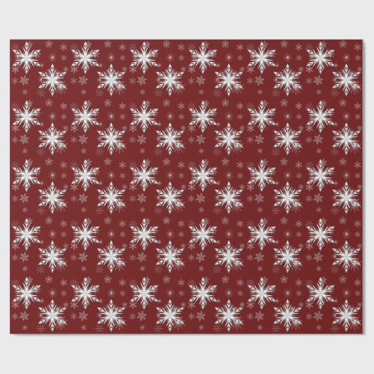 Elegant Red Kerstsnowflake Cadeaupapier (Vlak)