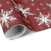 Elegant Red Kerstsnowflake Cadeaupapier (Rol Hoek)