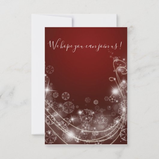 Elegant Red Kerstwinter Weddenschap RSVP Kaartje (Achterkant)