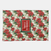 Elegant Red Kitchen Towel Custom Name Holiday Gift Theedoek (Horizontaal)