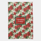Elegant Red Kitchen Towel Custom Name Holiday Gift Theedoek (Verticaal)
