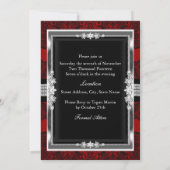 Elegant Red Lace & Bow Black Stropdas Dinner Party Kaart (Achterkant)