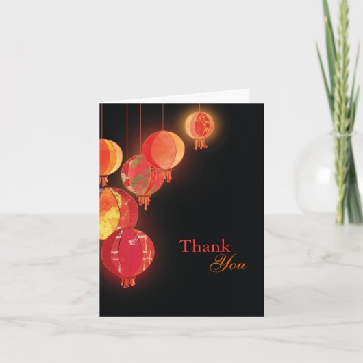 Elegant Red Lantaarns Weddenschap Hartelijk dank Bedankkaart (Voorkant)