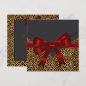 Elegant Red Leopard Party Kaart (Voorkant / Achterkant)