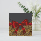 Elegant Red Leopard Party Kaart (Staand voorkant)