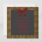 Elegant Red Leopard Party Kaart (Achterkant)