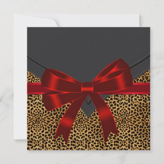 Elegant Red Leopard Party Kaart (Voorkant)