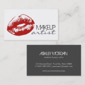 Elegant Red Lips Makeup Artist Cosmetoloog Visitekaartje (Voorkant / Achterkant)