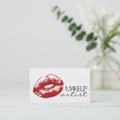 Elegant Red Lips Makeup Artist Cosmetoloog Visitekaartje (Staand voorkant)