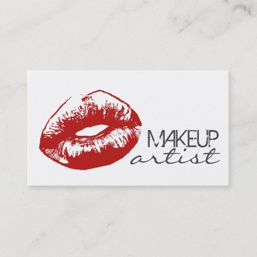 Elegant Red Lips Makeup Artist Cosmetoloog Visitekaartje (Voorkant)