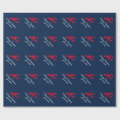 Elegant red lobster navy blue Merry kerst  Cadeaupapier (Vlak)