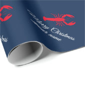 Elegant red lobster navy blue Merry kerst  Cadeaupapier (Rol Hoek)