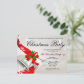 Elegant Red Loop Silver Bells kerstfeest Uitnodiging Briefkaart (Staand voorkant)