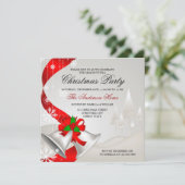 Elegant Red Loop Silver Bells kerstmis Kaart (Staand voorkant)