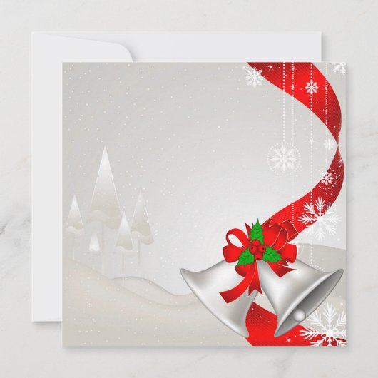 Elegant Red Loop Silver Bells kerstmis Kaart (Achterkant)
